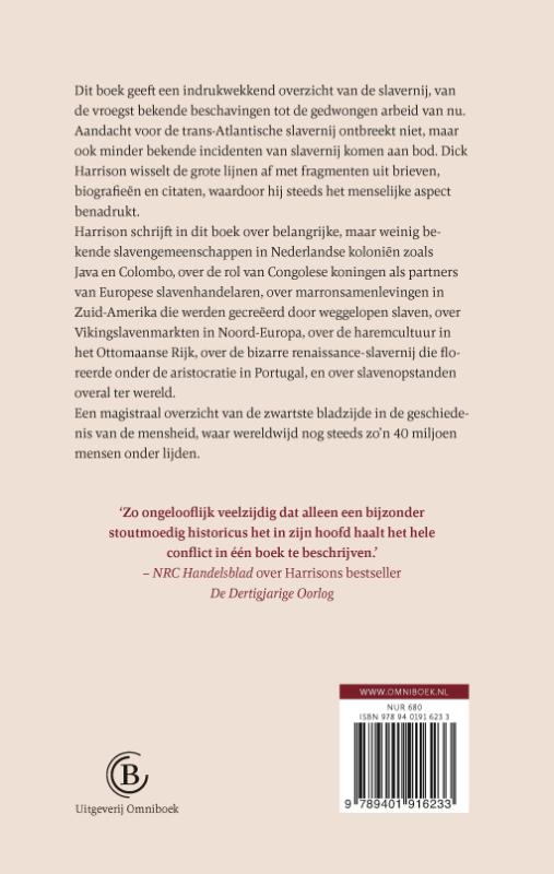 Achterkant van De geschiedenis van de slavernij