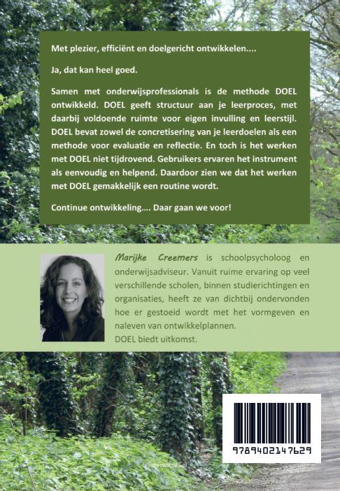 Achterkant van DOEL een manier om jezelf doelgericht & met succes te ontwikkelen