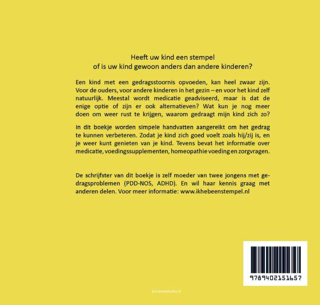 Achterkant van Help... mijn kind heeft een stempel