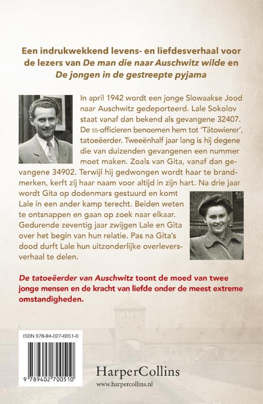 Achterkant van De tatoeëerder van Auschwitz