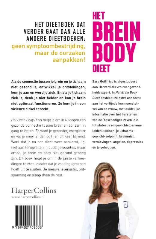 Achterkant van Het brein body dieet - display à 6 ex.