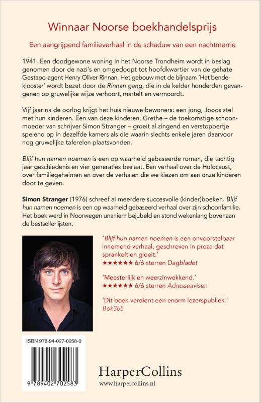 Achterkant van Blijf hun namen noemen - backcard à 6 ex.