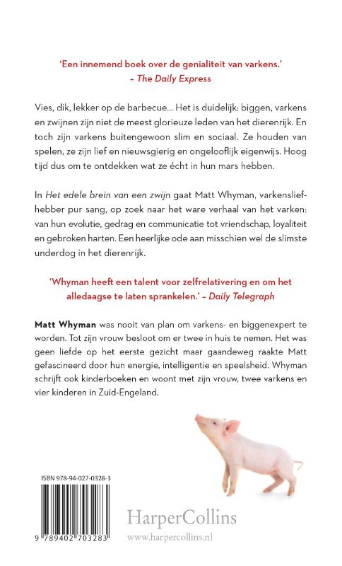 Achterkant van Het edele brein van een zwijn