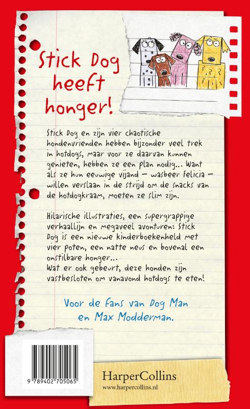 Achterkant van Stick Dog wil een hotdog