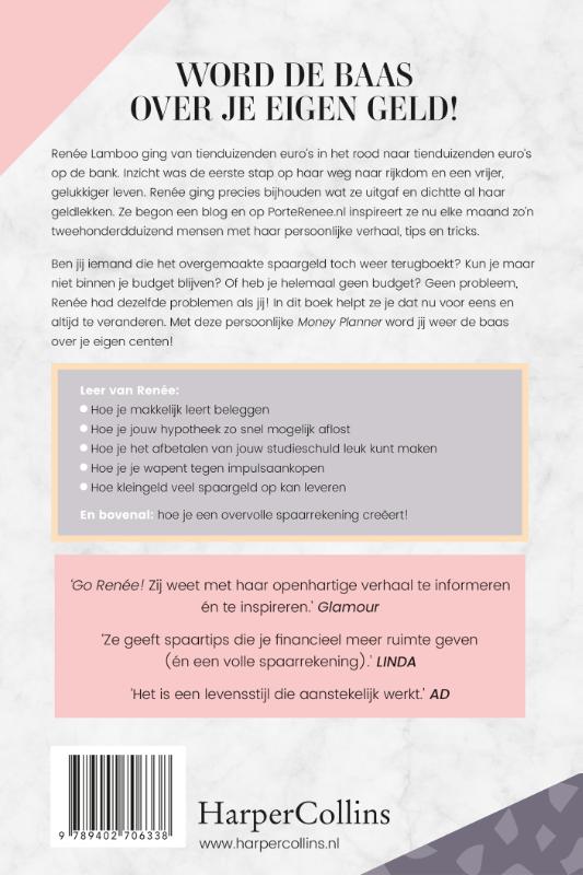 Achterkant van Money Planner