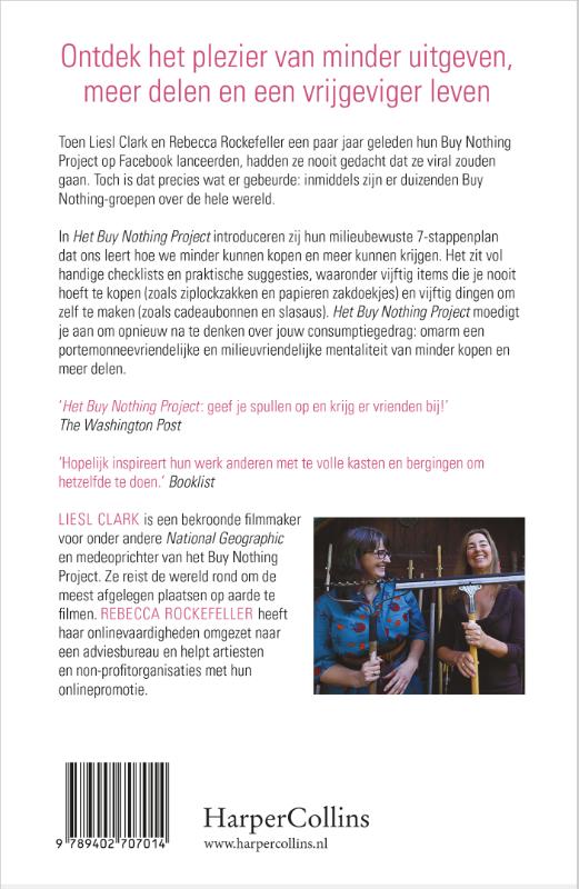 Achterkant van Het Buy Nothing Project