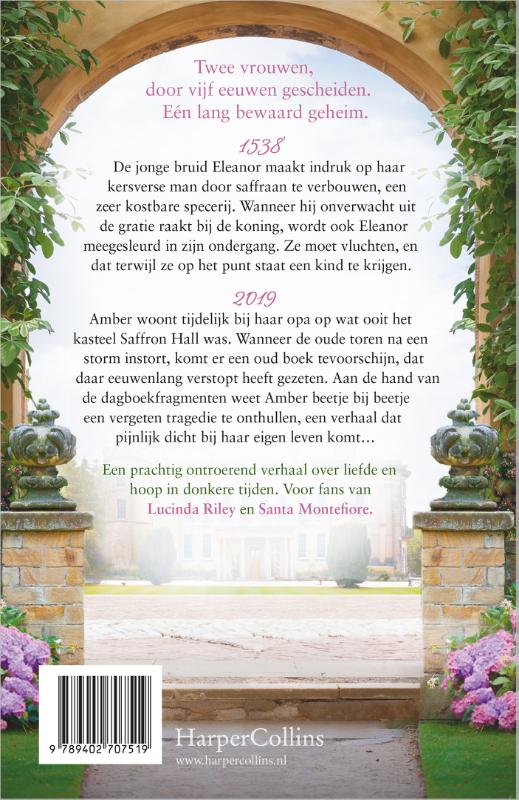 Achterkant van De geheimen van Saffron Hall