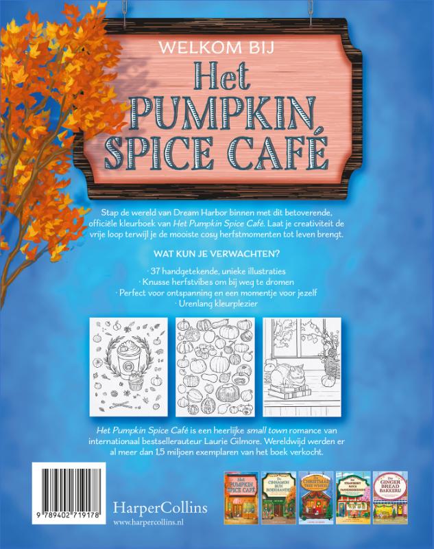 Achterkant van Het Pumpkin Spice Café-kleurboek