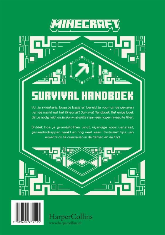 Achterkant van Minecraft Survival Handboek