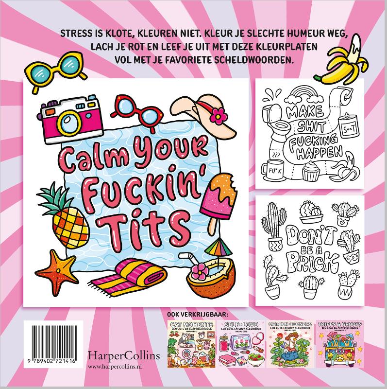 Achterkant van Swear Word – een bold en cozy kleurboek