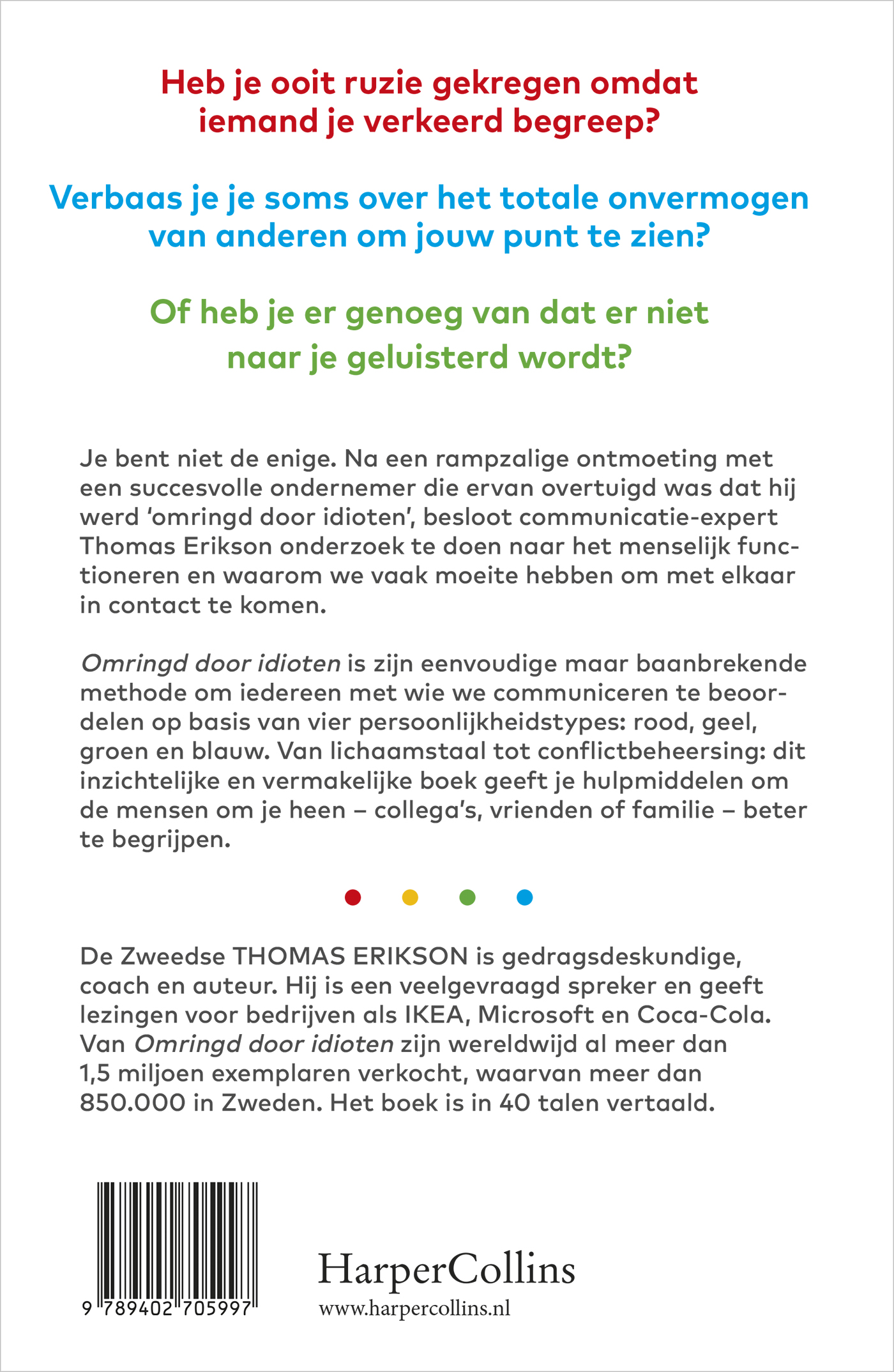 Achterkant van Omringd door idioten