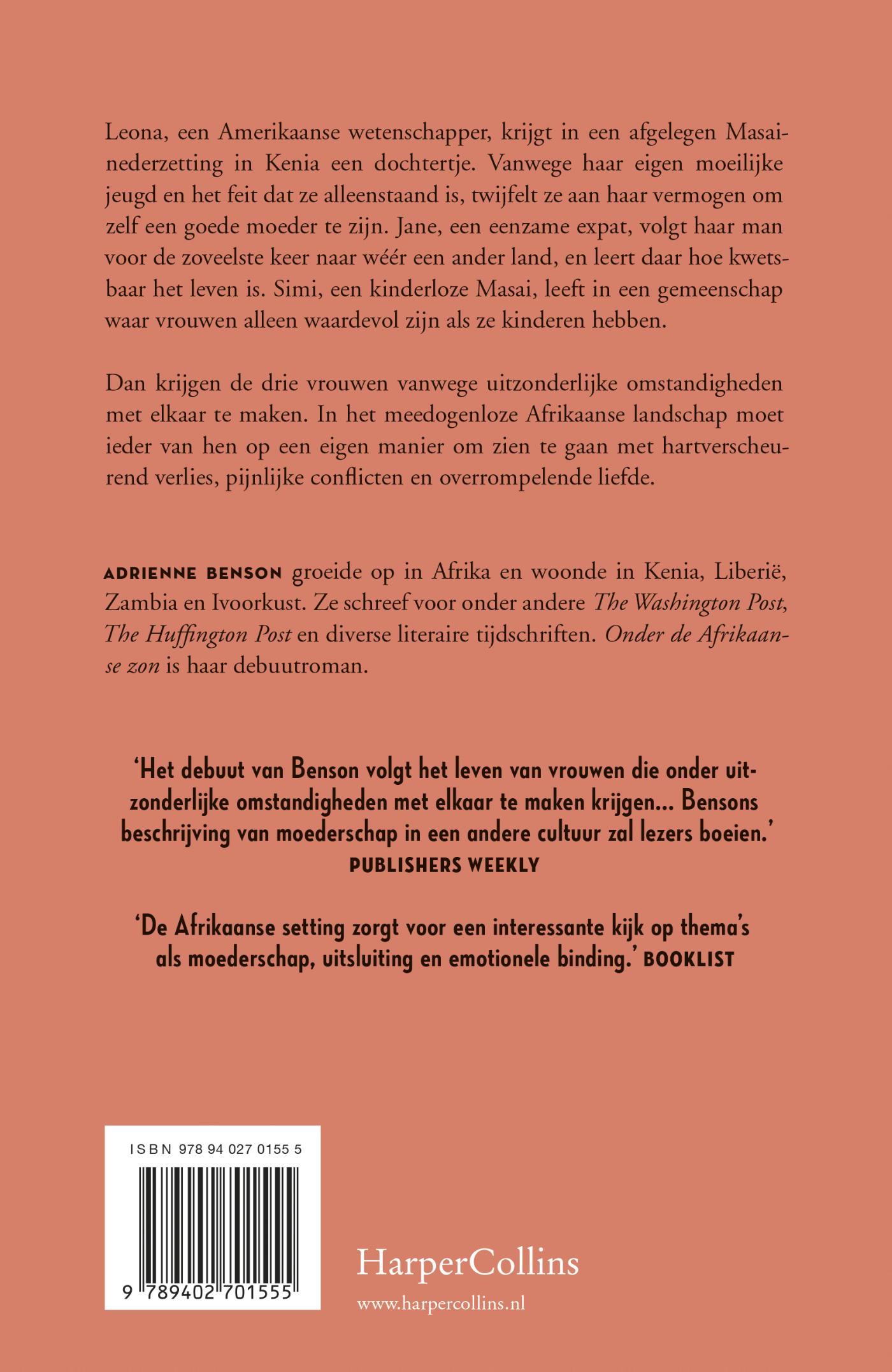 Achterkant van Onder de Afrikaanse zon
