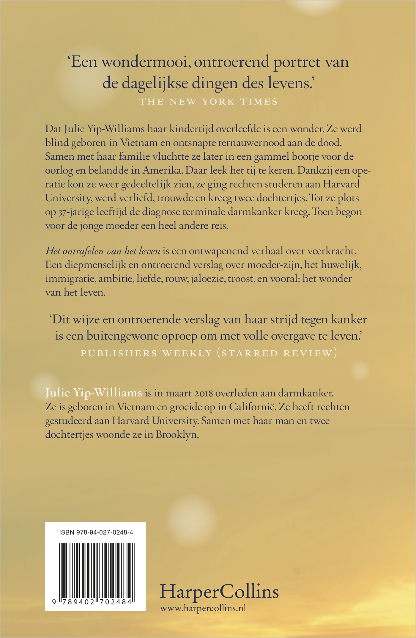 Achterkant van Het ontrafelen van het leven