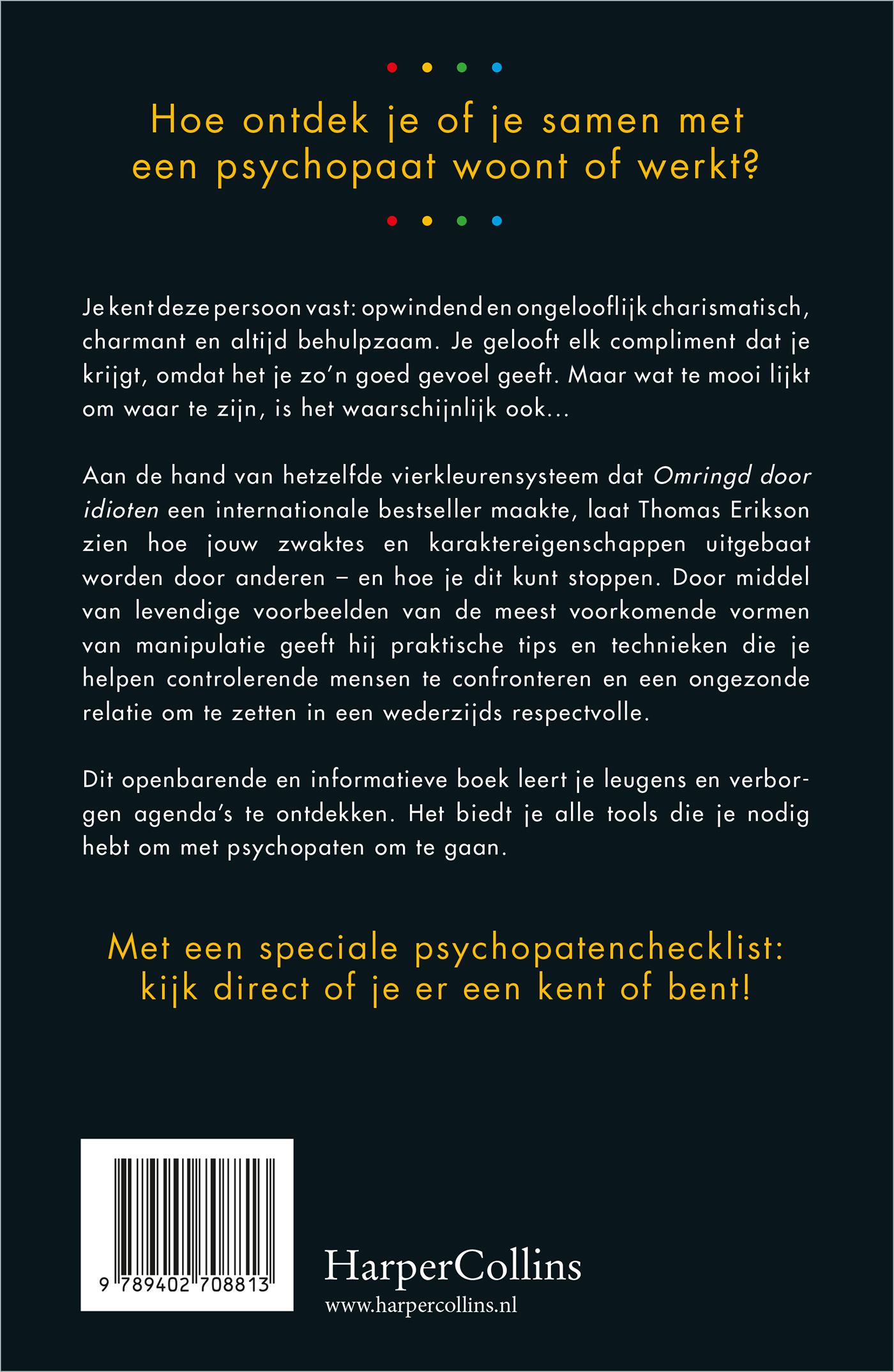 Achterkant van Omringd door psychopaten