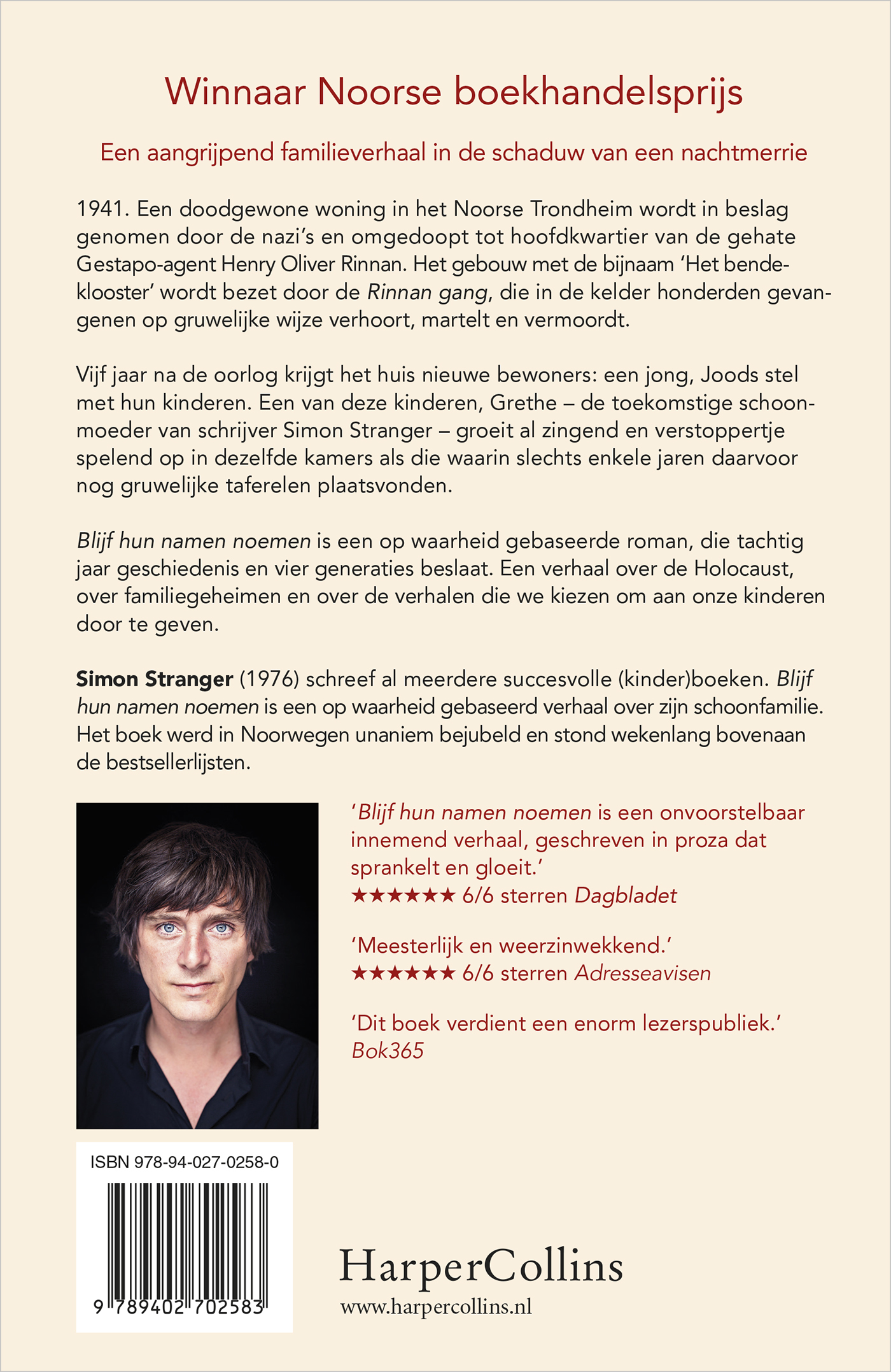 Achterkant van Blijf hun namen noemen