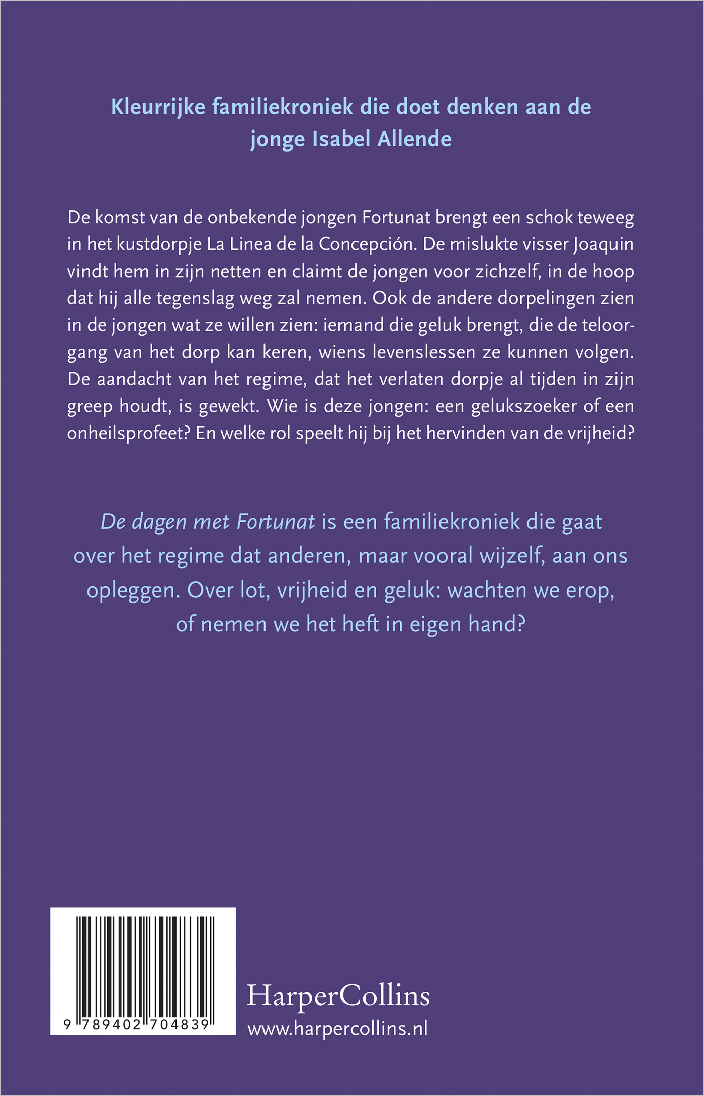 Achterkant van De dagen met Fortunat