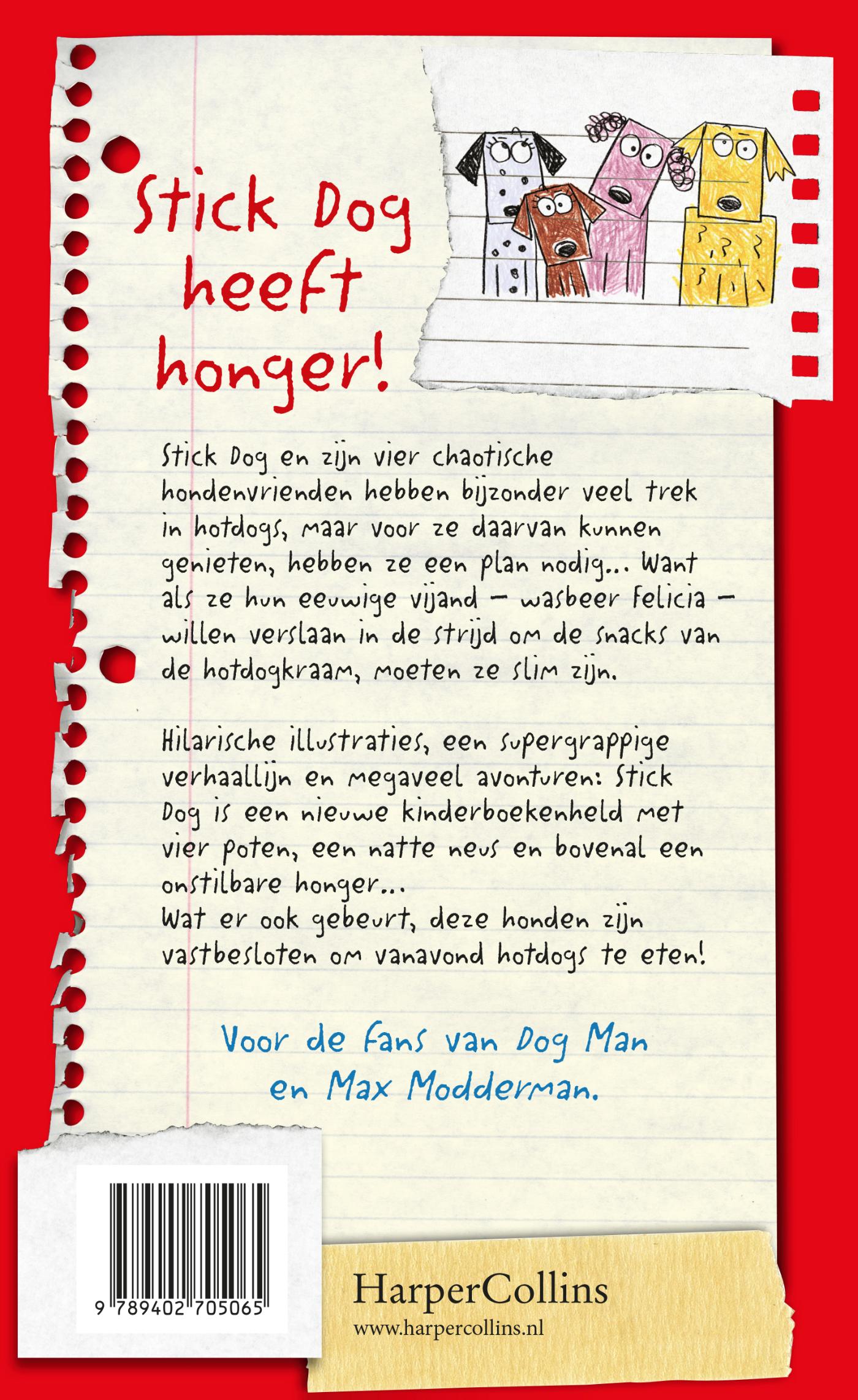 Achterkant van Stick Dog wil een hotdog