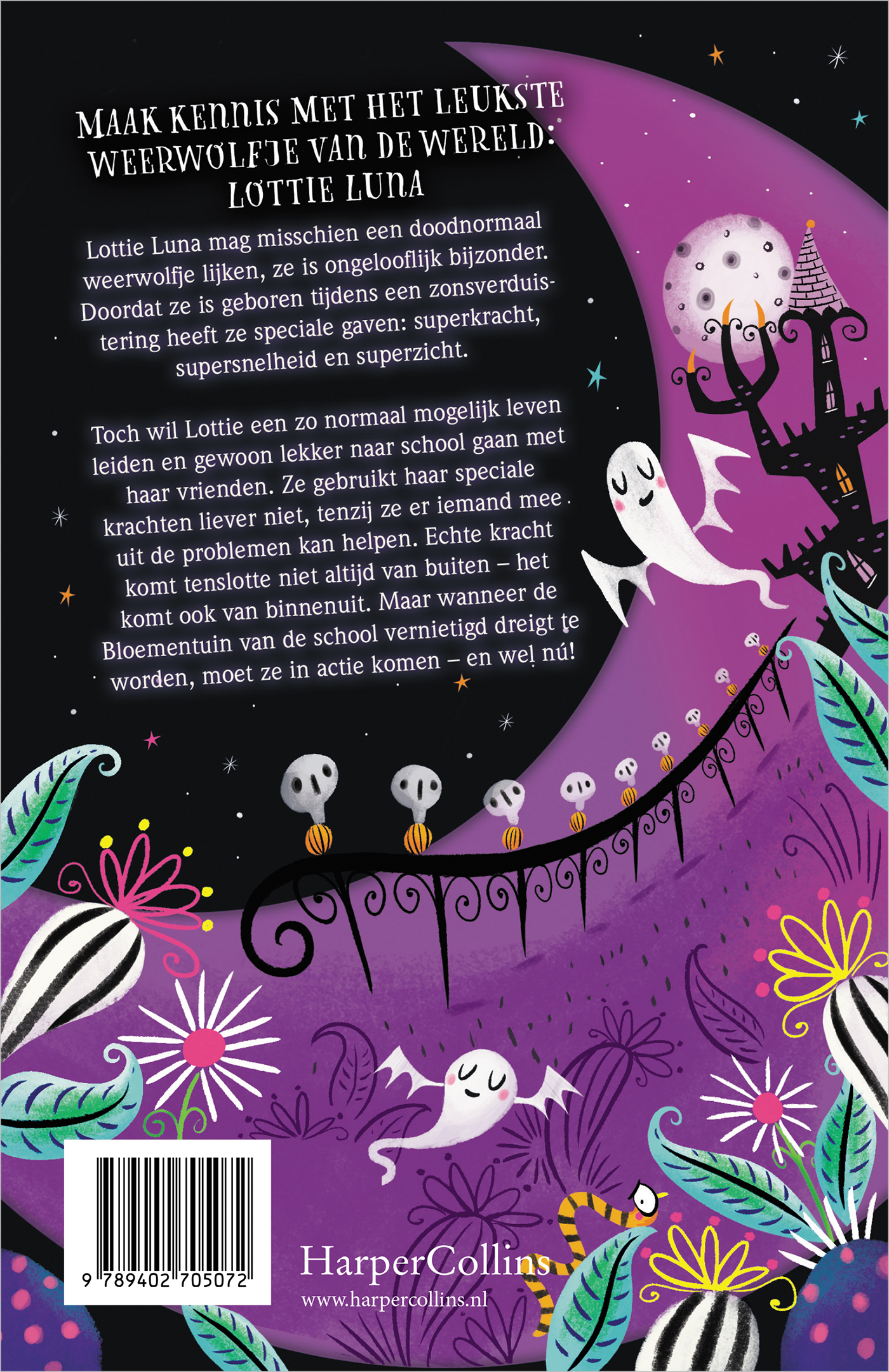 Achterkant van Lottie Luna en de Bloementuin