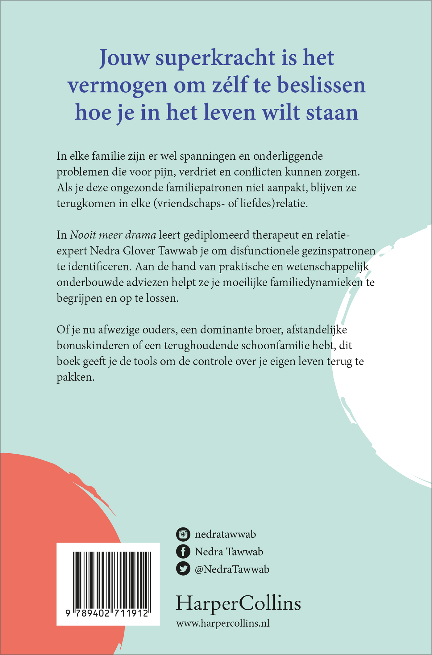 Achterkant van Nooit meer drama