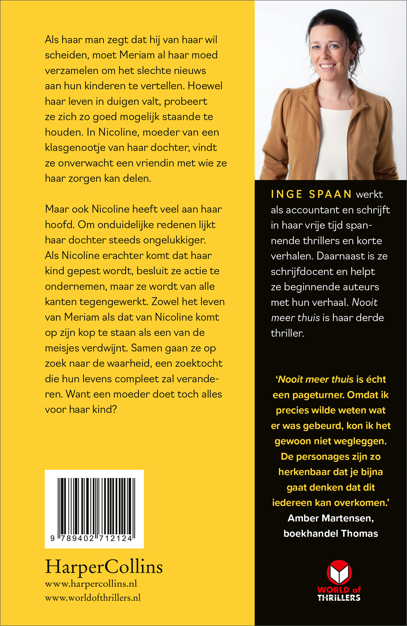 Achterkant van Nooit meer thuis