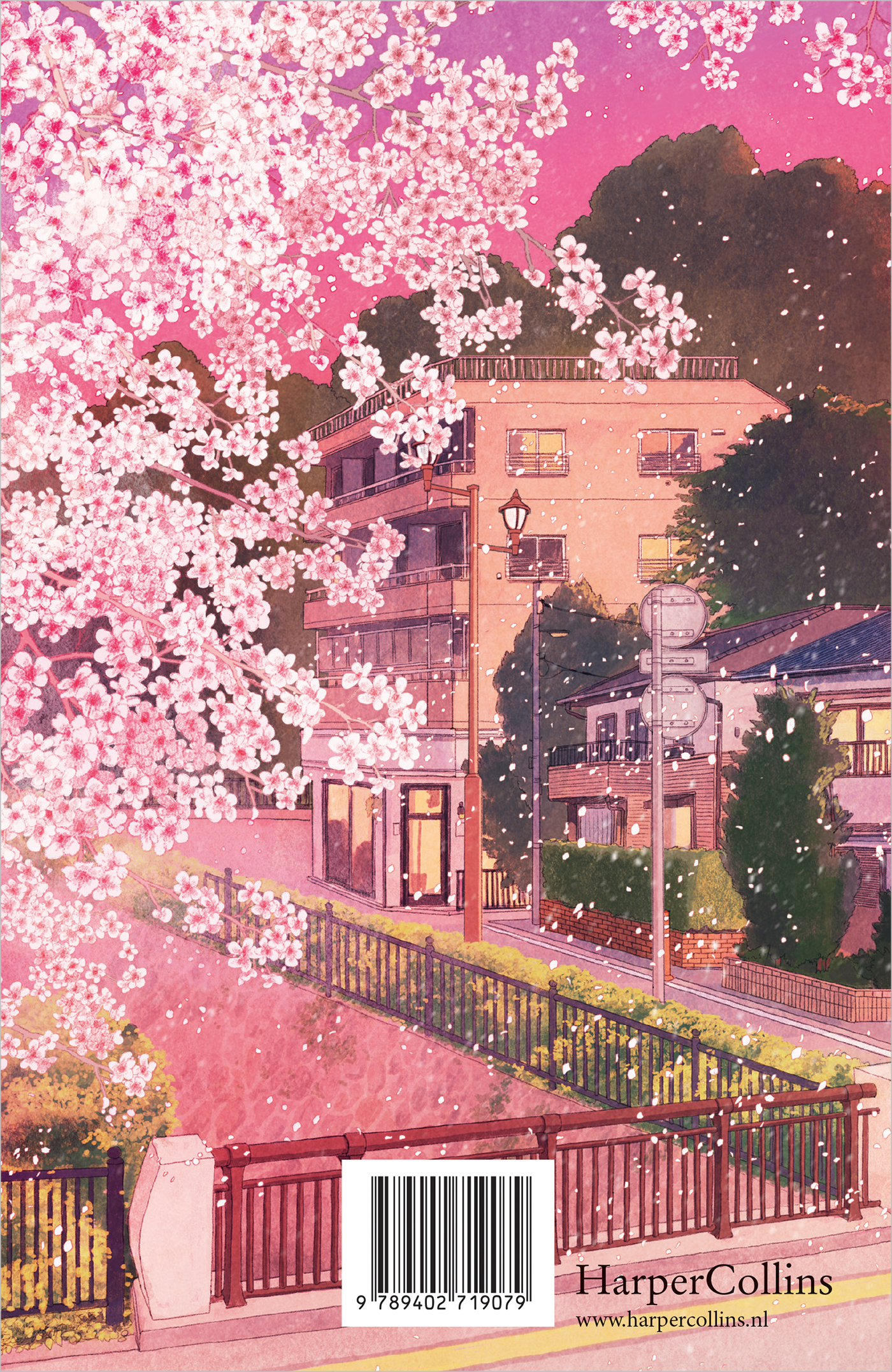 Achterkant van De Cherry Blossom Bookshop