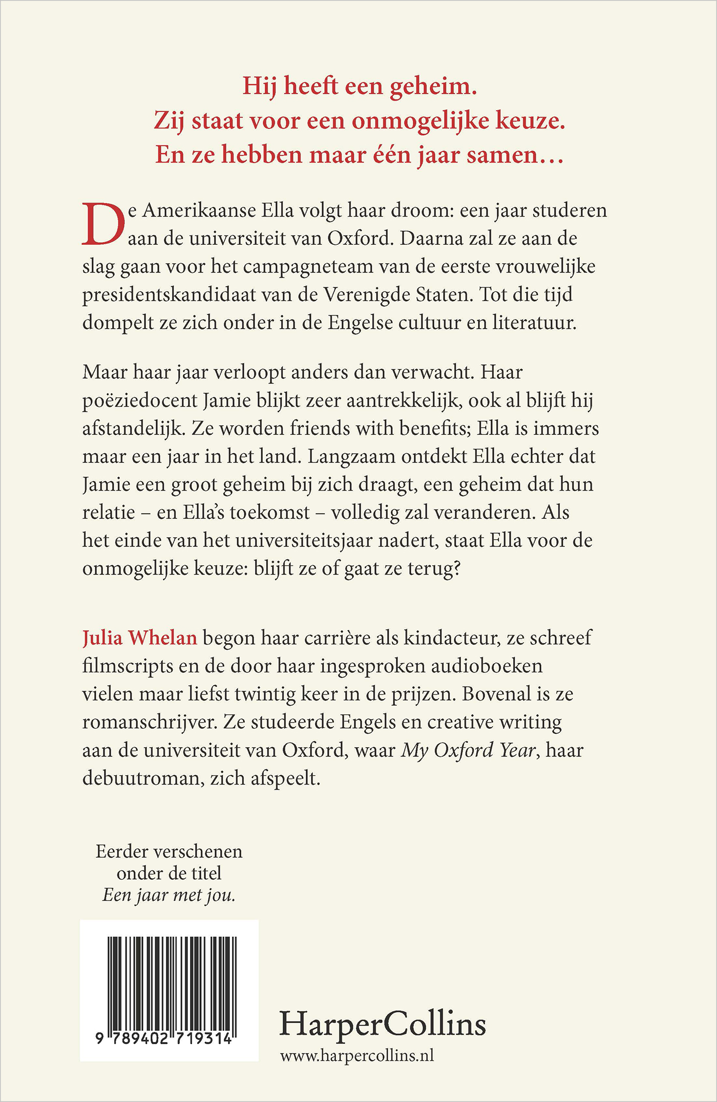 Achterkant van My Oxford Year