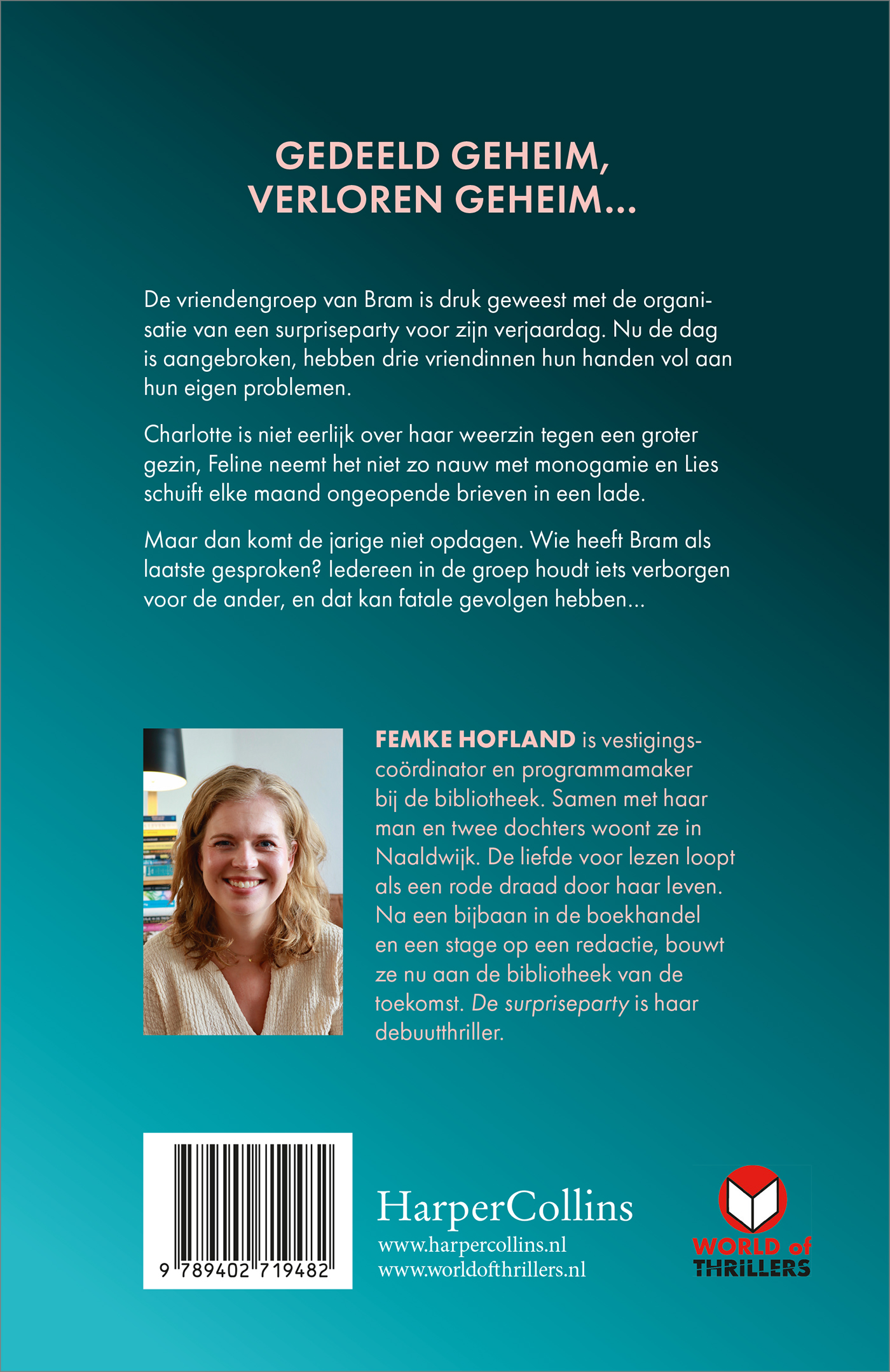 Achterkant van De surpriseparty