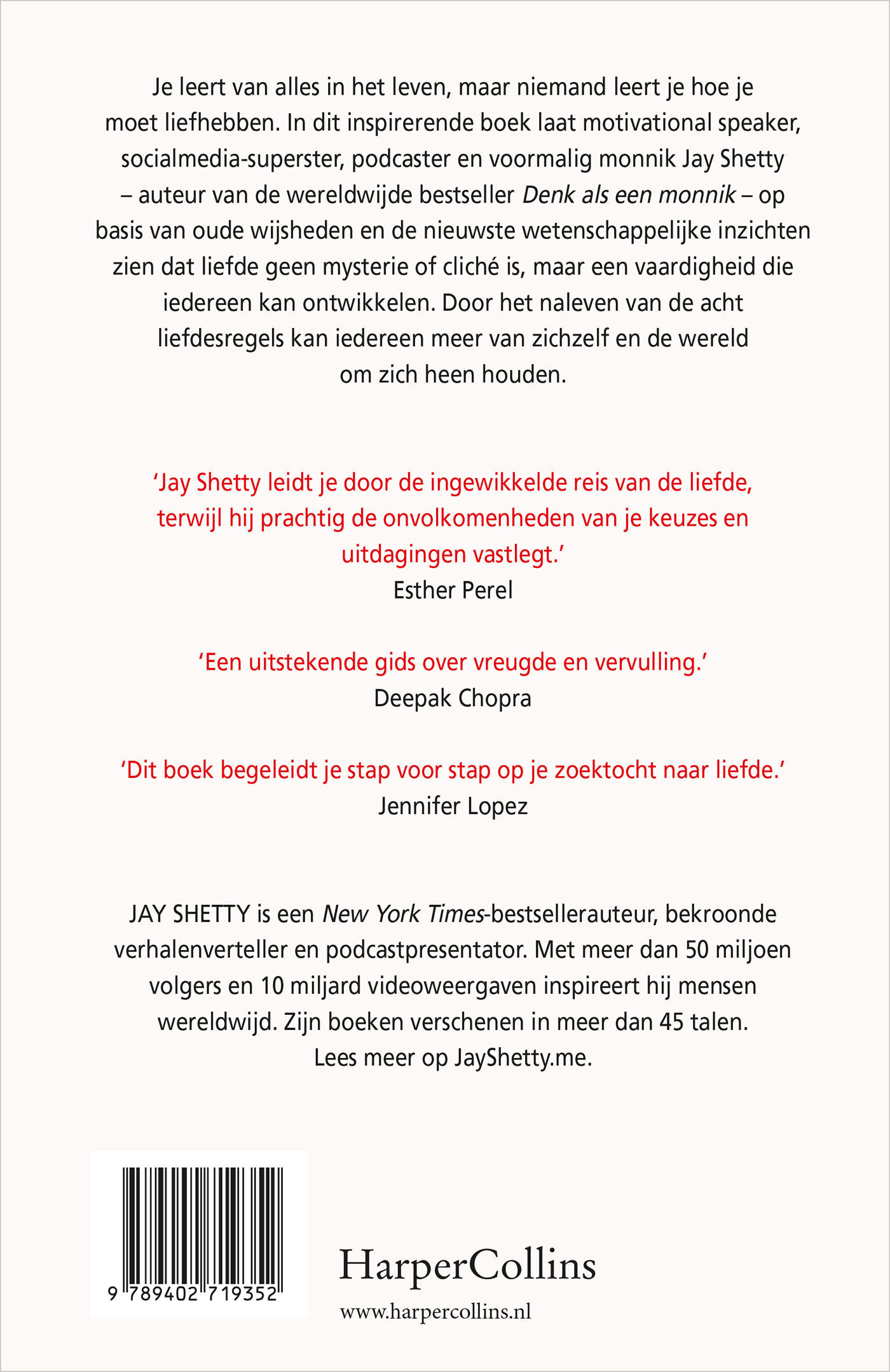 Achterkant van 8 regels van de liefde