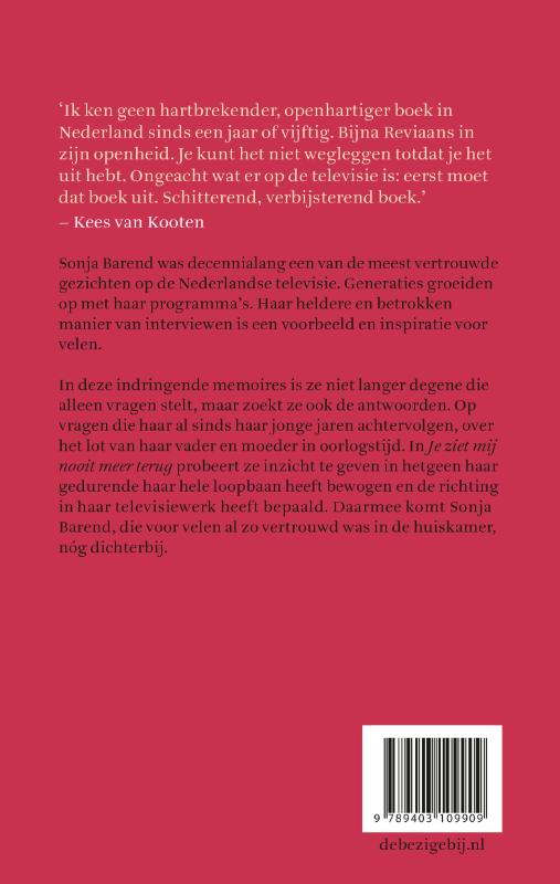 Achterkant van Je ziet mij nooit meer terug