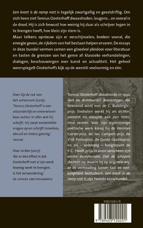 Achterkant van Een kreet is de ramp niet