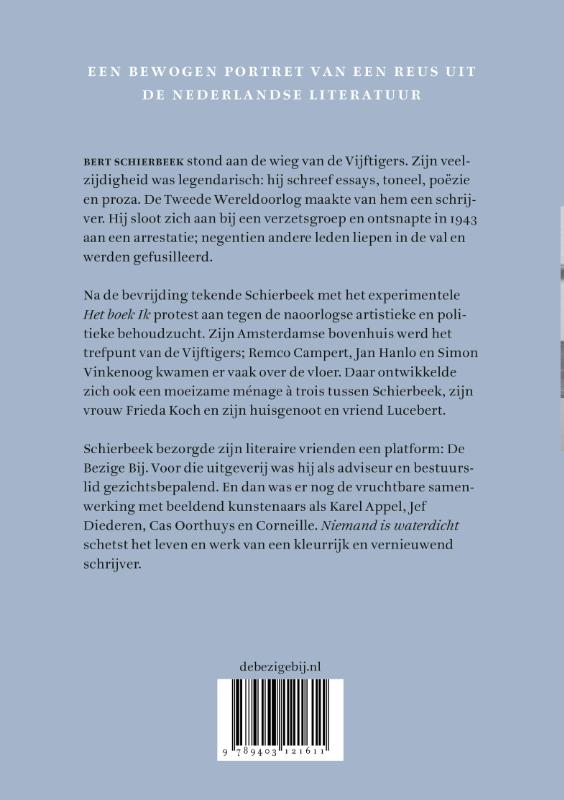 Achterkant van Niemand is waterdicht