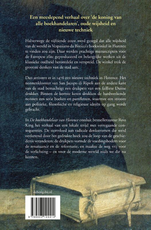 Achterkant van De boekhandelaar van Florence