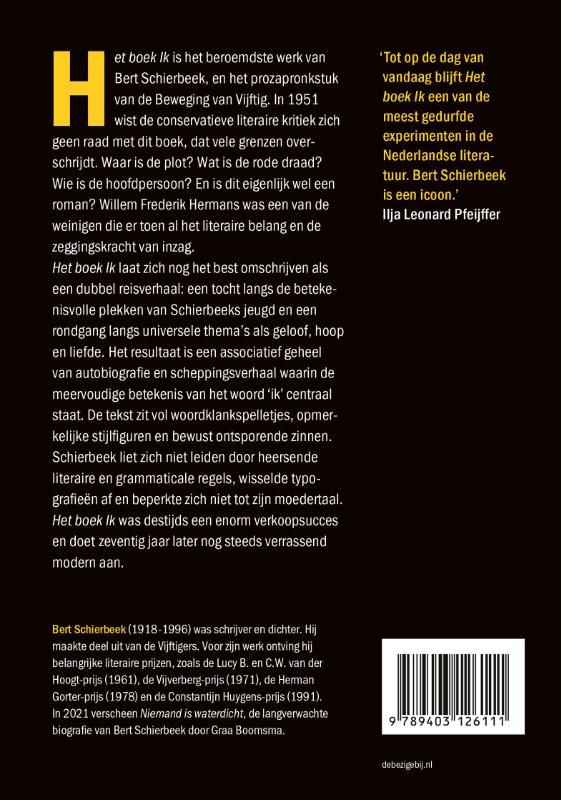 Achterkant van Het boek ik