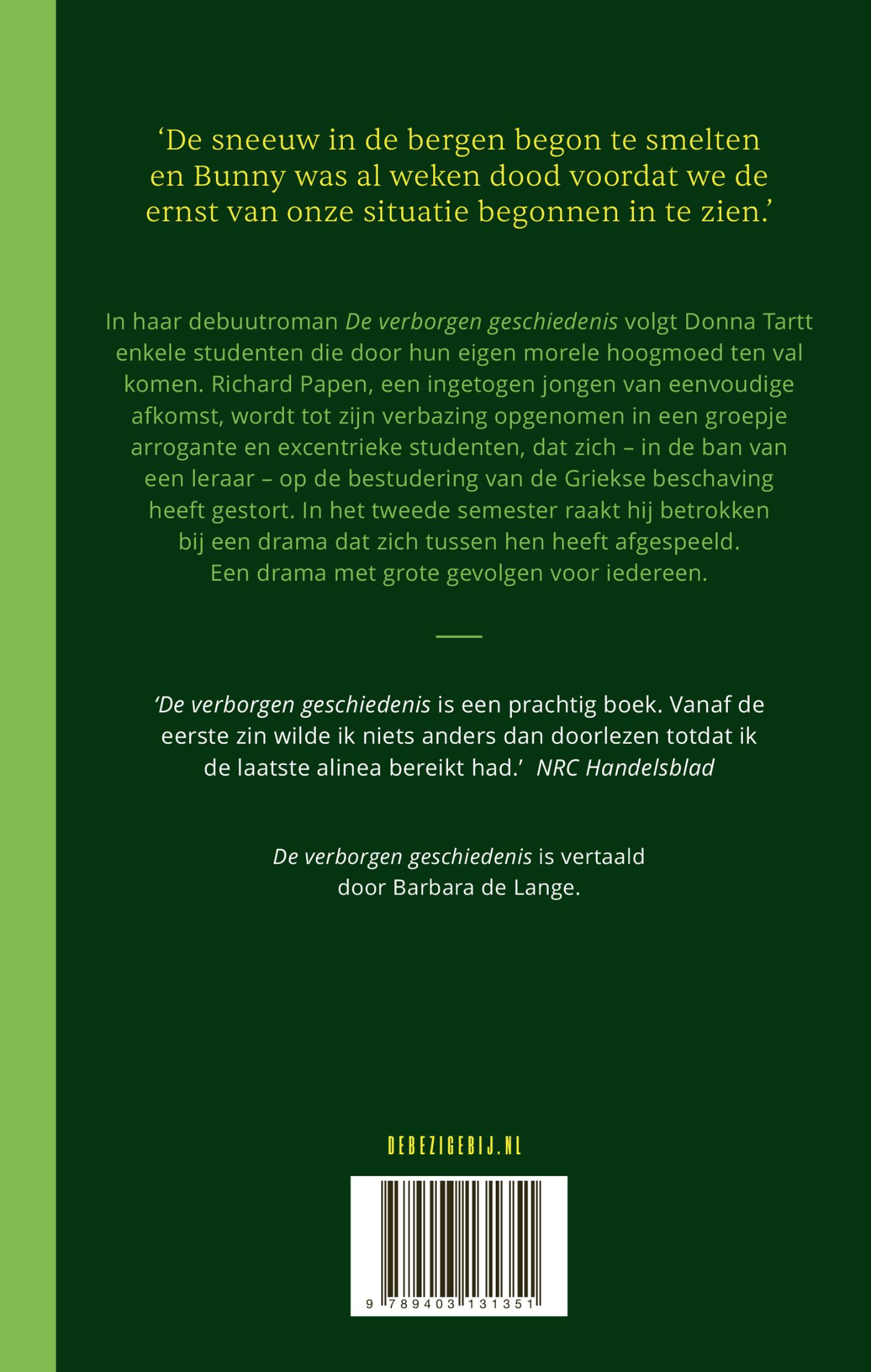Achterkant van De verborgen geschiedenis