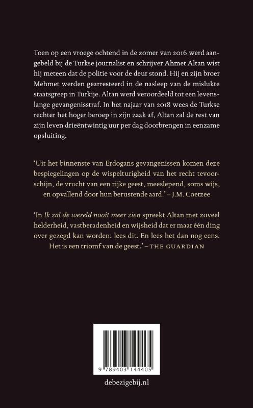 Achterkant van Ik zal de wereld nooit meer zien