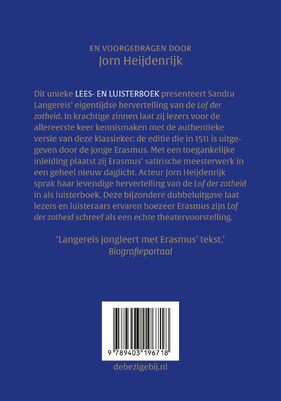 Achterkant van Erasmus' Lof der Zotheid
