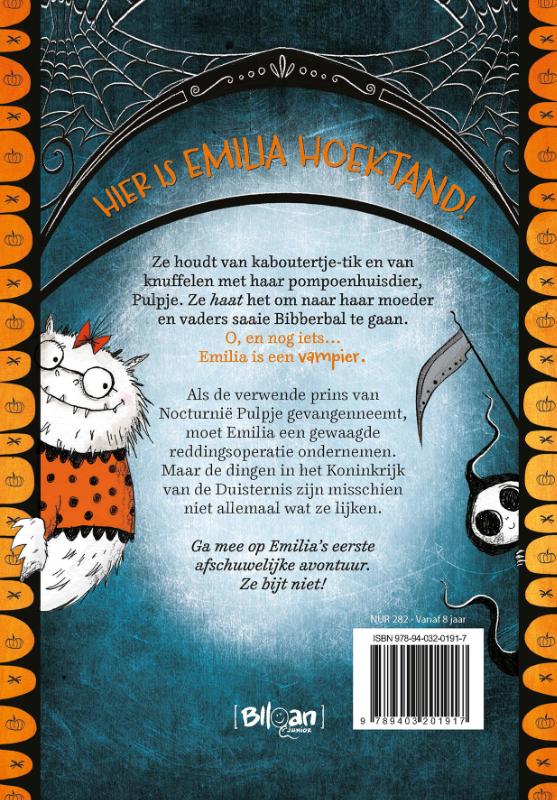 Achterkant van Emilia Hoektand en het Bibberbal