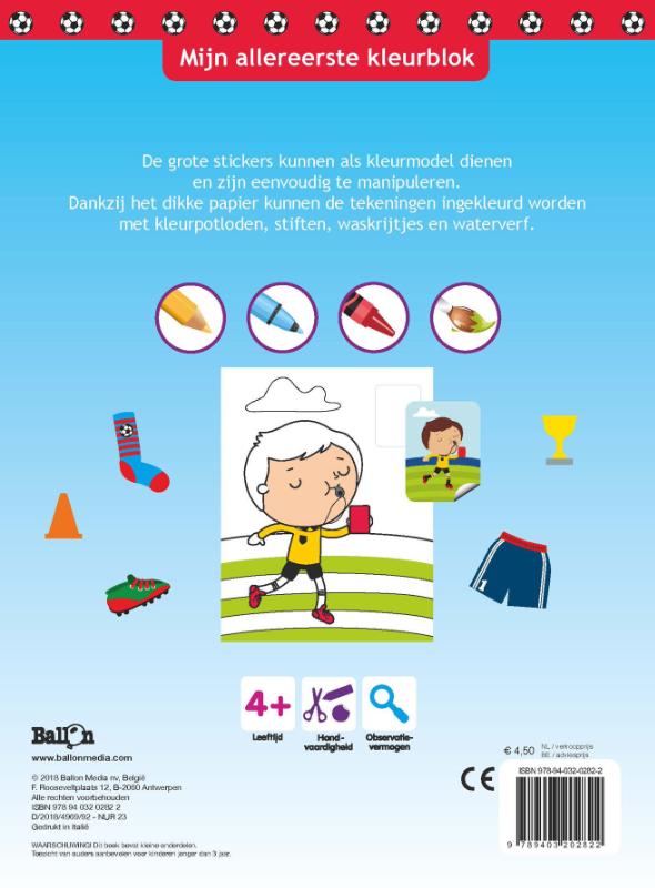 Achterkant van Mijn allereerste kleurblok voetbal