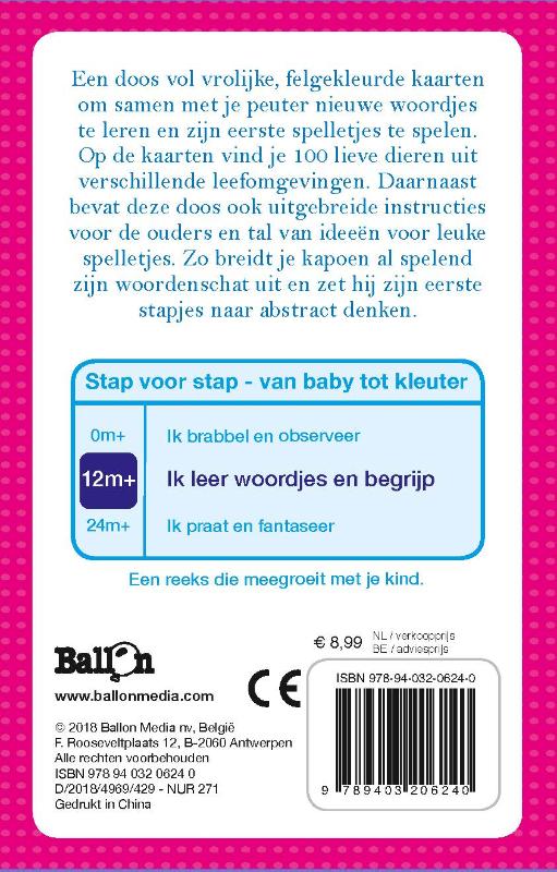Achterkant van Kijk- en speelkaarten Dieren