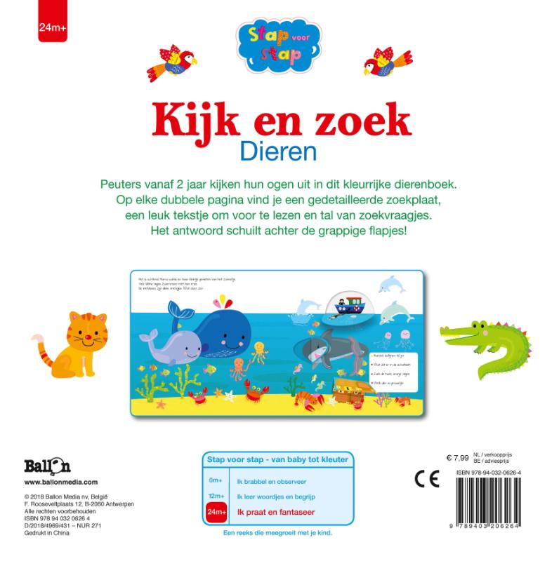 Achterkant van Kijk en zoek Dieren