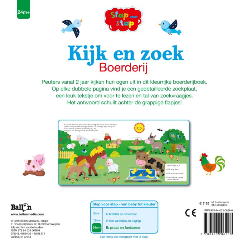 Achterkant van Kijk en zoek Boerderij