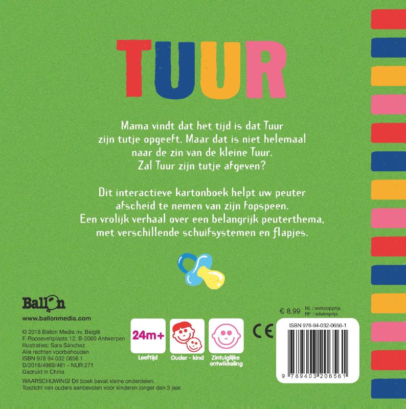 Achterkant van Tuur wil zijn tutje