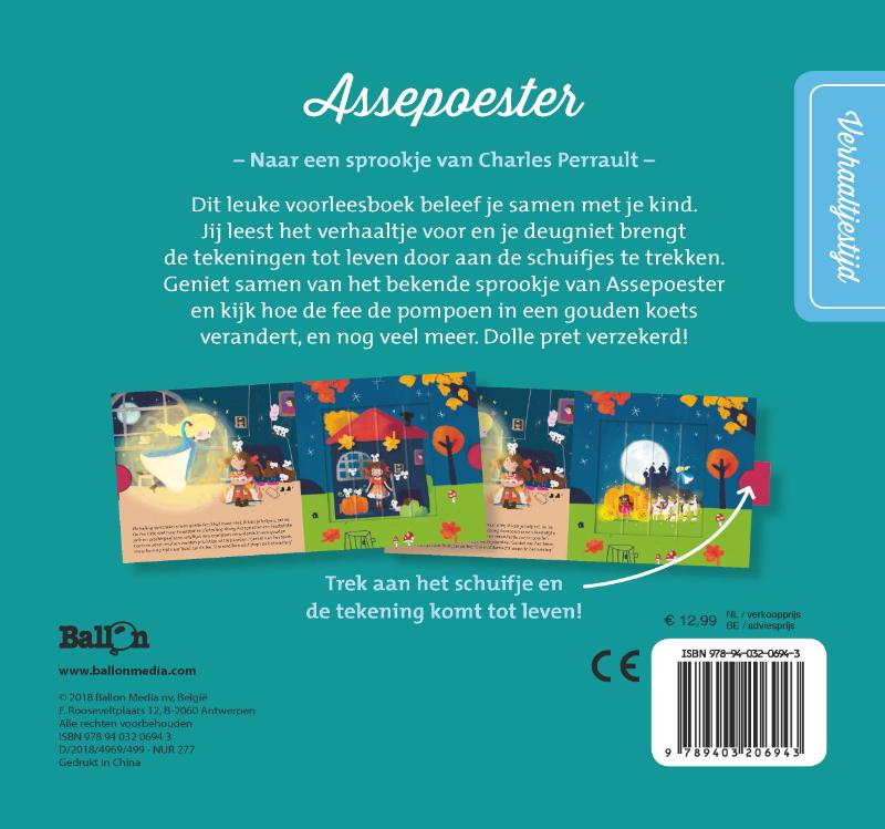 Achterkant van Schuifboekje Assepoester