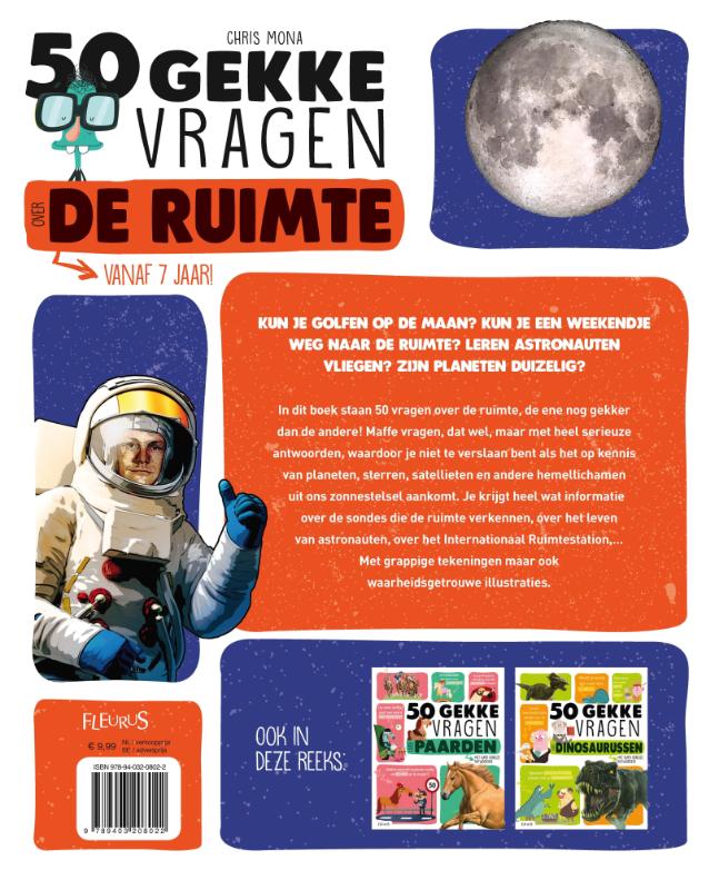 Achterkant van 50 gekke vragen over de ruimte