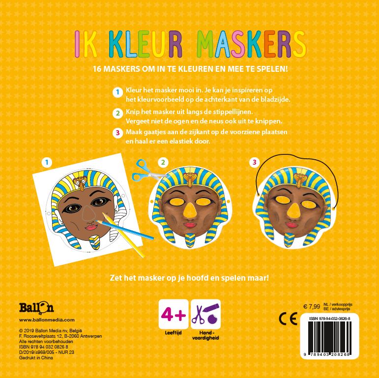 Achterkant van Ik kleur maskers (oranje)