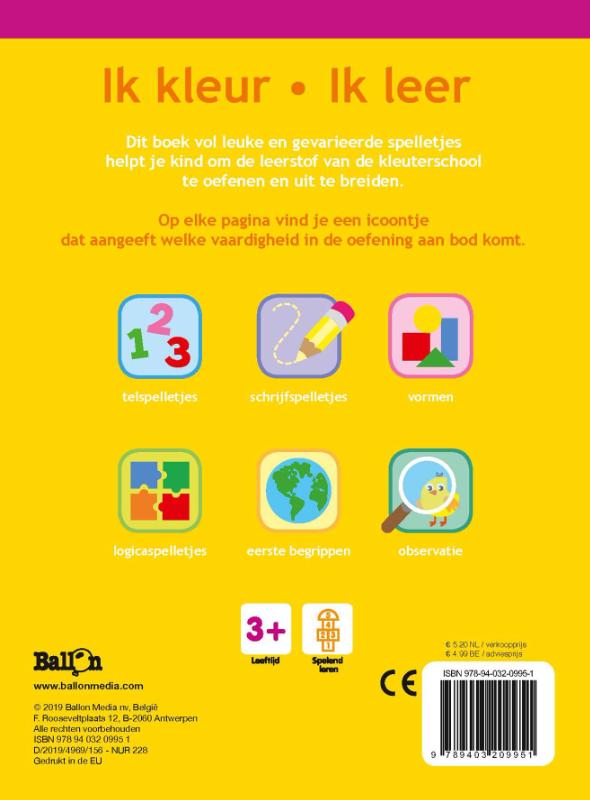 Achterkant van Ik kleur ik leer 3+