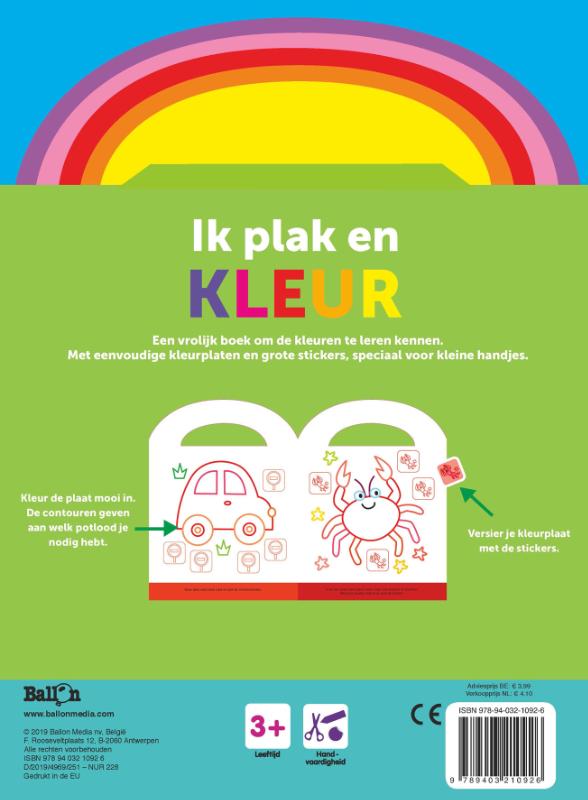 Achterkant van Ik plak en kleur 3+ (kikker groen)