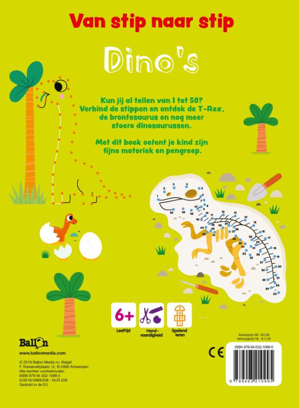Achterkant van Van stip naar stip dino's