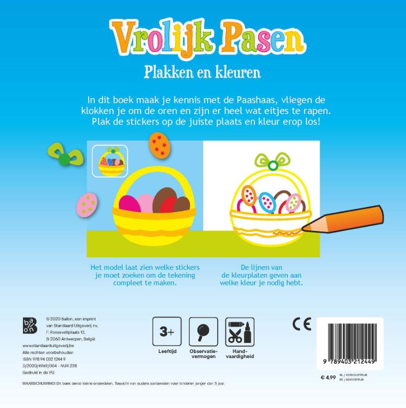 Achterkant van Vrolijk Pasen - kleuren en plakken
