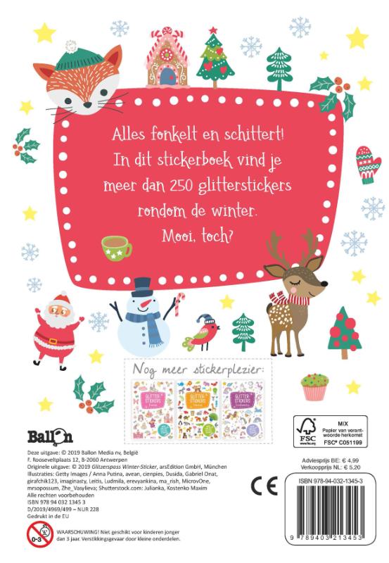 Achterkant van Glitterstickers Winter